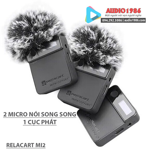 Micro Không Dây cài ve áo Relacart Mipassport MI2 2.4G wireless Kèm 2 Micro nói song song Chính Hãng