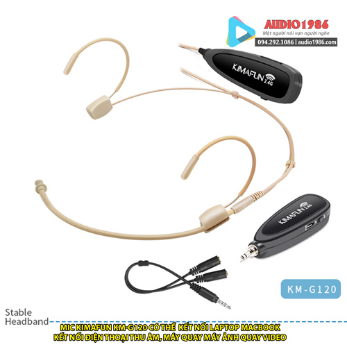 Micro Kimafun Km-g120 2.4G mic không dây đeo tai hạt gạo cho điện thoại máy ảnh livestream amply loa kéo