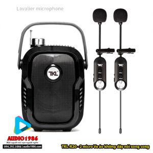 Máy trợ giảng TKL R20 UHF kèm 2 mic cài ve áo không dây nói song song