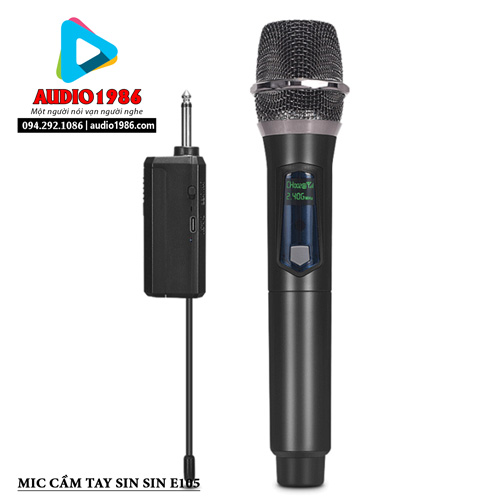 Micro không dây Mic cầm tay Sin Sin E105 2.4G Mic loa kéo, amply, mixer, loa trợ giảng karaoke