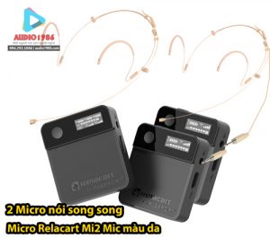 Micro không dây Relacart Mi2 Mic màu da hạt gạo kèm 2 mic nói song song