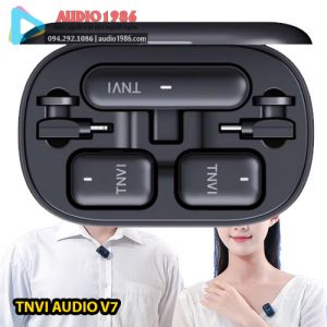 Micro không dây Cài áo TNVI Audio V7 kèm 2 Mic thu âm 2.4G nói song song