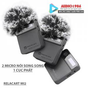 Micro Không Dây cài ve áo Relacart MI2 Pro 2.4G wireless Kèm 2 Micro nói song song Chính Hãng