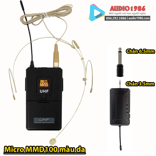 Micro MMD100 UHF màu da người hạt gạo đeo tai cho diễn giả MC ca sĩ đào tạo
