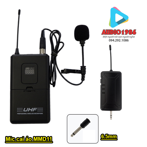 Micro cài ve áo Audio MMD11 không dây cho loa kéo amply loa trợ giảng mixer