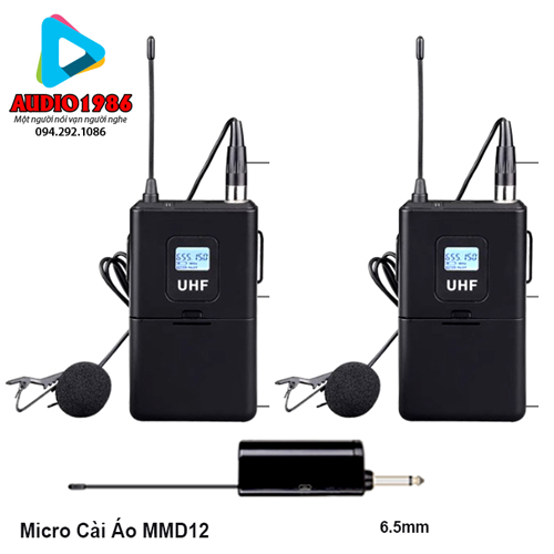 Micro cài ve áo Audio MMD12 kèm 2 mic nói song song không dây