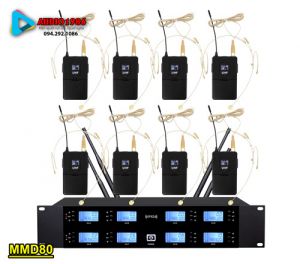 Micro không dây Audio MMD80 kèm 1 đầu thu phát với 8 Mic nói song song