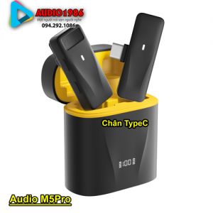 Micro thu âm cài áo không dây Audio M5Pro TypeC có hộp sạc