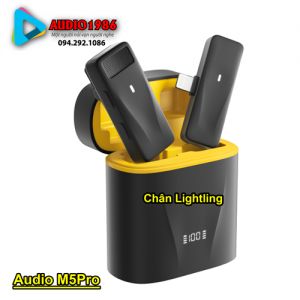 Micro thu âm cài áo không dây Audio M5Pro Lightling có hộp sạc