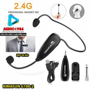 Micro Kimafun G100-2 wireless 2.4G không dây đeo tai, cài ve áo